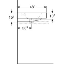 iCon Umywalka stawiana na blat, B75cm, H15.5cm, T48.5cm, z przelewem, z otworem na baterię, KeraTect GEBERIT 124575600