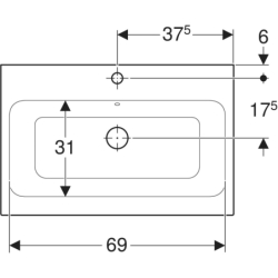 iCon Umywalka stawiana na blat, B75cm, H15.5cm, T48.5cm, z przelewem, z otworem na baterię, KeraTect GEBERIT 124575600