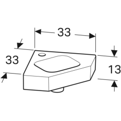 iCon Umywalka kompaktowa narożna, B46cm, H13cm, T33cm, bez przelewu, z otworem na baterię, KeraTect GEBERIT 124729600