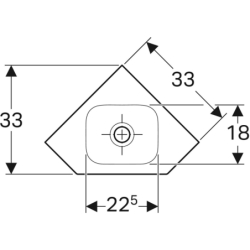 iCon Umywalka kompaktowa narożna, B46cm, H13cm, T33cm, bez przelewu, bez otworu na baterię GEBERIT 124730000