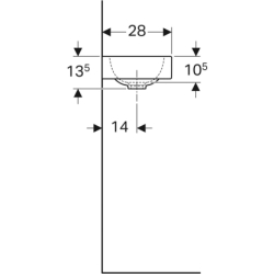 iCon Umywalka kompakt., B38cm, H13.5cm, T28cm, bez przelewu, z otworem na baterię po prawej stronie, KeraTect GEBERIT 124736600