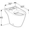 iCon miska WC do spłuczki nasadzanej,  B35.5cm, H40cm, T63.5cm, ukryte mocowania, odpływ, Rimfree, KeraTect GEBERIT 200460600