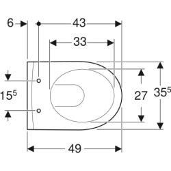iCon Wisząca miska WC, lejowa, B35cm, H33cm, T49cm, krótka, ukryte mocowania, KeraTect GEBERIT 204030600