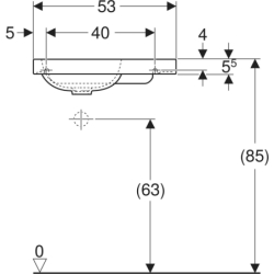 iCon Light Umywalka kompakt., B53cm, H13cm, T31cm, bez przelew., bez otworu na baterię, biały, KeraTect GEBERIT 501.832.00.4