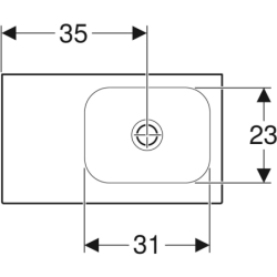 iCon Light Umywalka kompakt., B53cm, H13cm, T31cm, bez przelew., bez otworu na baterię, biały, KeraTect GEBERIT 501.833.00.4