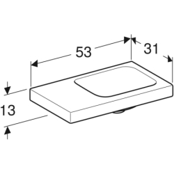 iCon Light Umywalka kompakt., B53cm, H13cm, T31cm, bez przelew., bez otworu na baterię, biały, KeraTect GEBERIT 501.833.00.4