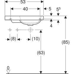 iCon Light Umyw. kompakt., B53cm, H13cm, T31cm, bez przelew., z otworem na bat. po lewej, biały-alpin, mat GEBERIT 501.833.JT.1