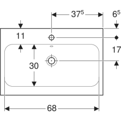 iCon Light Umywalka, B75cm, H16cm, T48cm, z przelewem, z otworem na baterię, KeraTect GEBERIT 501.835.00.2
