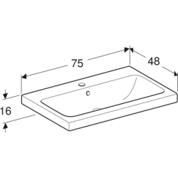 iCon Light Umywalka, B75cm, H16cm, T48cm, z przelewem, z otworem na baterię, KeraTect GEBERIT 501.835.00.2