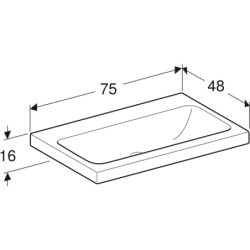 iCon Light Umywalka, B75cm, H16cm, T48cm, bez przelewu, bez otworu na baterię, KeraTect GEBERIT 501.835.00.8