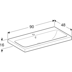 iCon Light Umywalka, B90cm, H16cm, T48cm, z przelewem, z otworem na baterię, KeraTect GEBERIT 501.836.00.2