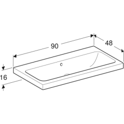 iCon Light Umywalka, B90cm, H16cm, T48cm, z przelewem, bez otworu na baterię, KeraTect GEBERIT 501.836.00.4