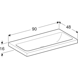 iCon Light Umywalka, B90cm, H16cm, T48cm, bez przelewu, bez otworu na baterię, KeraTect GEBERIT 501.836.00.8