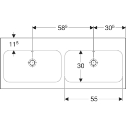iCon Light Umywalka podwójna, B120cm, H15.5cm, T48cm, z dwoma przelewami, bez otworu na baterię, KeraTect GEBERIT 501.838.00.4