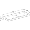 iCon Light Umywalka podwójna, B120cm, H15.5cm, T48cm, bez przelewu, z dwoma otworami na baterię, KeraTect GEBERIT 501.838.00.6
