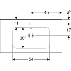 iCon Light Umywalka, B90cm, H16cm, T48cm, z przelew, z otworem na bat., z powierzchnią odkładczą, KeraTect GEBERIT 501.840.00.2