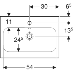 iCon Light Umywalka, B60cm, H17cm, T42cm, krótka, z przelewem, z otworem na baterię, KeraTect GEBERIT 501.841.00.2