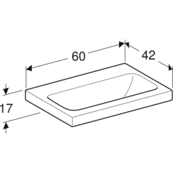 iCon Light Umywalka, B60cm, H17cm, T42cm, krótka, bez przelewu, bez otworu na baterię, KeraTect GEBERIT 501.841.00.8