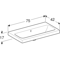 iCon Light Umywalka, B75cm, H17cm, T42cm, krótka, z przelewem, bez otworu na baterię, KeraTect GEBERIT 501.842.00.4
