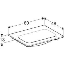 iCon Umywalka meblowa, B60cm, H13cm, T48cm, cienki rant, bez przelewu, bez otworu na baterię, KeraTect GEBERIT 501.843.00.4