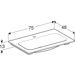 iCon Umywalka meblowa, B75cm, H13cm, T48cm, cienki rant, bez przelewu, z otworem na baterię, KeraTect GEBERIT 501.844.00.2