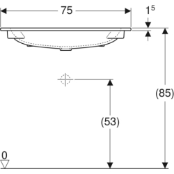iCon Umywalka meblowa, B75cm, H13cm, T48cm, cienki rant, bez przelewu, bez otworu na baterię, KeraTect GEBERIT 501.844.00.4