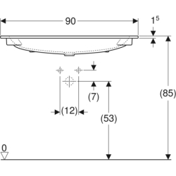 iCon Umywalka meblowa, B90cm, H13cm, T48cm, cienki rant, bez przelewu, z otworem na baterię, KeraTect GEBERIT 501.845.00.2