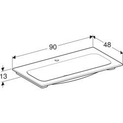 iCon Umywalka meblowa, B90cm, H13cm, T48cm, cienki rant, bez przelewu, z otworem na baterię, KeraTect GEBERIT 501.845.00.2