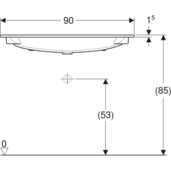 iCon Umywalka meblowa, B90cm, H13cm, T48cm, cienki rant, bez przelewu, bez otworu na baterię, KeraTect GEBERIT 501.845.00.4