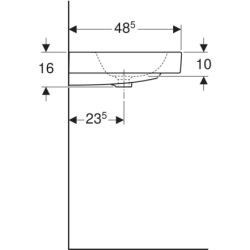 iCon Umywalka, B90cm, H16cm, T48.5cm, z przelewem, z dwoma otworami na baterię GEBERIT 502.924.00.1