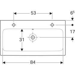 iCon Umywalka, B90cm, H16cm, T48.5cm, z przelewem, z dwoma otworami na baterię GEBERIT 502.924.00.1
