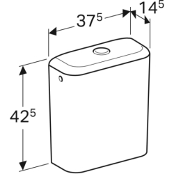 iCon Square Spłuczka nasadzana, spłukiwanie dwudzielne, przyłącze wody z boku lub na dole, KeraTect GEBERIT 228950600