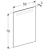 Option Basic Square Podświetlane lustro, B50cm, H70cm, T3.2cm, oświetlenie u góry, Aluminium anodyzowane GEBERIT 502.804.00.1