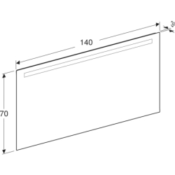Option Basic Square Podświetlane lustro, B140cm, H70cm, T3.2cm, oświetlenie u góry, Aluminium anodyzowane GEBERIT 502.811.00.1