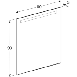 Option Basic Square Podświetlane lustro, B80cm, H90cm, T3.2cm, oświetlenie u góry, Aluminium anodyzowane GEBERIT 502.813.00.1