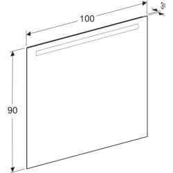 Option Basic Square Podświetlane lustro, B100cm, H90cm, T3.2cm, oświetlenie u góry, Aluminium anodyzowane GEBERIT 502.814.00.1