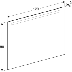 Option Basic Square Podświetlane lustro, B120cm, H90cm, T3.2cm, oświetlenie u góry, Aluminium anodyzowane GEBERIT 502.815.00.1