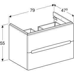 Modo Szafka pod umywalkę, B79cm, H55cm, T47.9cm, z dwoma szufladami, biały GEBERIT 502.879.01.1