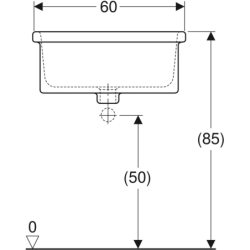 Publica Ruscello Umywalka wielofunkcyjna, B60cm, H28cm, T45cm, z przelewem, bez otworu na baterię GEBERIT 500.885.00.1