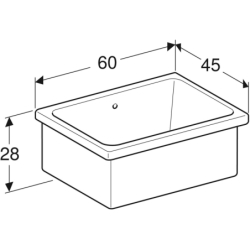 Publica Ruscello Umywalka wielofunkcyjna, B60cm, H28cm, T45cm, z przelewem, bez otworu na baterię GEBERIT 500.885.00.1