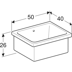 Publica Ruscello Umywalka wielofunkcyjna, B50cm, H26cm, T40cm, z przelewem, bez otworu na baterię GEBERIT 500.894.00.1