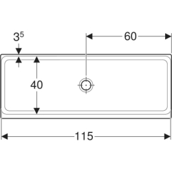 Publica Elleboro Umywalka rynnowa, B120cm, H20cm, T45cm, bez przelewu, bez otworu na baterię  GEBERIT 500.898.00.1