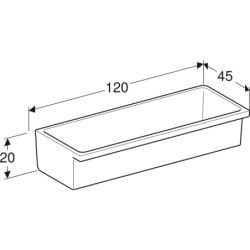 Publica Elleboro Umywalka rynnowa, B120cm, H20cm, T45cm, bez przelewu, bez otworu na baterię  GEBERIT 500.898.00.1