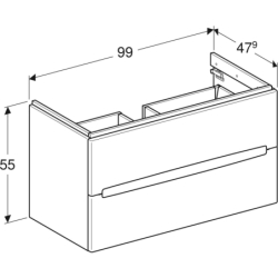 Modo Szafka pod umywalkę, B99cm, H55cm, T47.9cm, z dwoma szufladami, biały GEBERIT 502.880.01.1