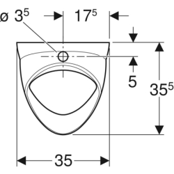Felix Pisuar, B35cm, H56cm, T35.5cm, dopływ u góry, odpływ do tyłu lub w dół GEBERIT 502.885.00.1