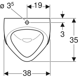 Alex Pisuar, B38cm, H64.5cm, T35cm, dopływ u góry, odpływ do tyłu GEBERIT 502.905.00.1