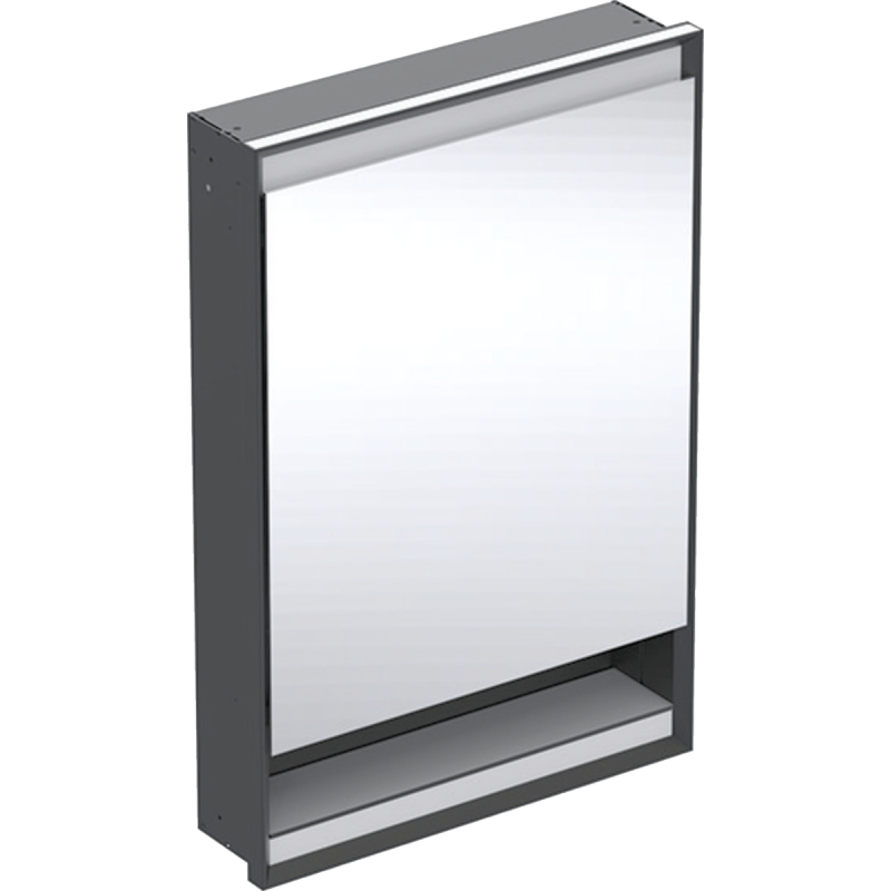 ONE Szafka z lustrem, Comfort Light, B60cm, H88cm, T15cm, z wnęką, podtynk., 1 drzwi, zawias lewy, czarny GEBERIT 505.820.00.7