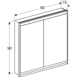 ONE Szafka z lustrem, Comfort Light, B90cm, H90cm, T15cm, montaż podtynkowy, z dwojgiem drzwi, biały GEBERIT 505.803.00.2