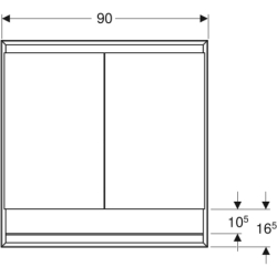 ONE Szafka z lustrem, Comfort Light, B90cm, H90cm, T15cm, z wnęką, montaż podtynkowy, 2 drzwi, szary GEBERIT 505.823.00.1
