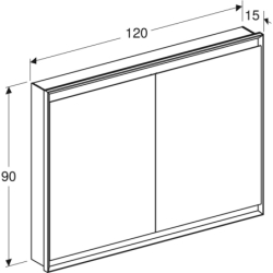 ONE Szafka z lustrem, Comfort Light, B120cm, H90cm, T15cm, montaż podtynkowy, z dwojgiem drzwi, szary GEBERIT 505.805.00.1